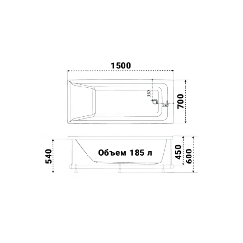 Акриловая ванна 1ACReal Тори 150x70