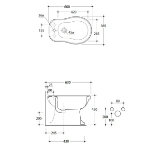 Биде напольное Kerasan Retro 102001*3 на 3 отверстия