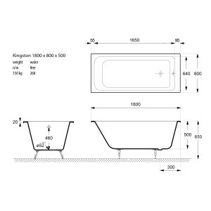 Чугунная ванна Vinsent Veron Kingston 180x80 с ножками