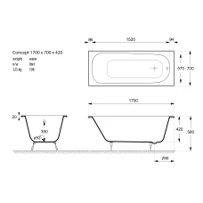 Чугунная ванна Vinsent Veron Concept 170x70 с ножками