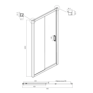 Душевая дверь в нишу Ambassador Forsa 100х200 17021116AX профиль хром, стекло прозрачное