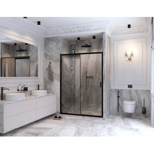 Душевая дверь в нишу Ambassador Forsa 100х200 17021216AB профиль черный, стекло прозрачное