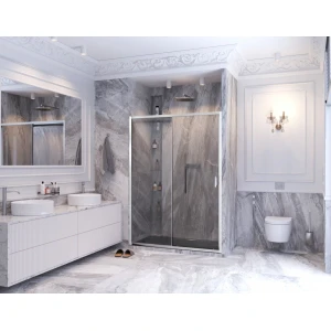 Душевая дверь в нишу Ambassador Forsa 100х200 17021116AX профиль хром, стекло прозрачное