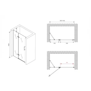 Душевая дверь в нишу Abber Zart AG08100 100х195 хром, стекло прозрачное