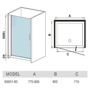 Душевая дверь в нишу Weltwasser WW600 600K1-80