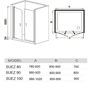 Душевая дверь в нишу River SUEZ 100 МТ