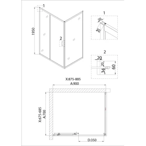Душевая дверь в нишу Niagara Nova NG-62-9A 90x195, профиль хром