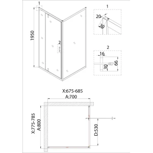 Душевая дверь в нишу Niagara Nova NG-63-8A 80x195, профиль хром
