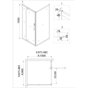 Душевая дверь в нишу Niagara Nova NG-63-9A 90x195, профиль хром