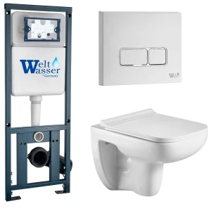 Комплект Weltwasser 10000010730 подвесной унитаз Kehlbach 004 GL-WT + инсталляция Marberg 410 + кнопка MAR 410 SE GL-WT
