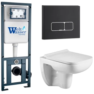 Комплект Weltwasser 10000010731 подвесной унитаз Kehlbach 004 GL-WT + инсталляция Marberg 410 + кнопка MAR 410 SE MT-BL