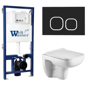 Комплект Weltwasser 10000012852 подвесной унитаз Kehlbach 004 GL-WT + инсталляция Bamberg 525 + кнопка Bamberg BL