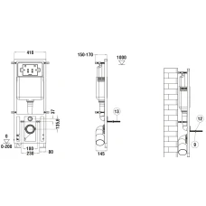 Комплект Weltwasser 10000011953 подвесной унитаз Gelbach 043 GL-BL + инсталляция Marberg 410 + кнопка MAR 410 RD MT-BL