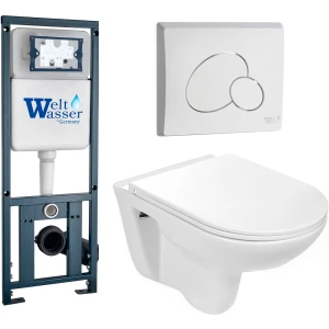 Комплект Weltwasser 10000010355 подвесной унитаз Baarbach 004 GL-WT + инсталляция Marberg 410 + кнопка MAR 410 RD GL-WT