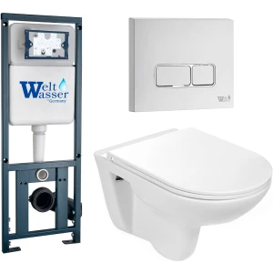 Комплект Weltwasser 10000010332 подвесной унитаз Baarbach 004 GL-WT + инсталляция Marberg 410 + кнопка MAR 410 SE GL-WT