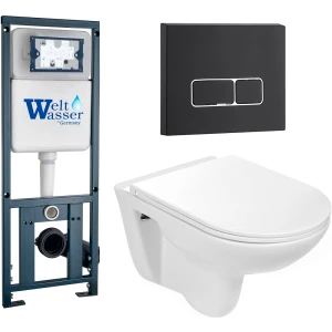 Комплект Weltwasser 10000010357 подвесной унитаз Baarbach 004 GL-WT + инсталляция Marberg 410 + кнопка MAR 410 SE MT-BL
