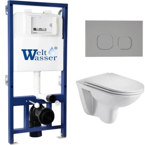 Комплект Weltwasser 10000010349 подвесной унитаз Baarbach 004 GL-WT + инсталляция Bamberg 525 + кнопка Bamberg CR