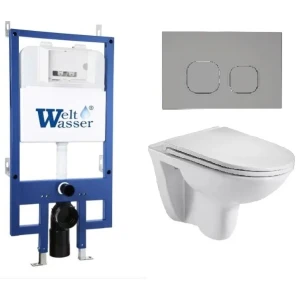 Комплект Weltwasser 10000010353 подвесной унитаз Baarbach 004 GL-WT + инсталляция Bamberg 545 + кнопка Bamberg CR