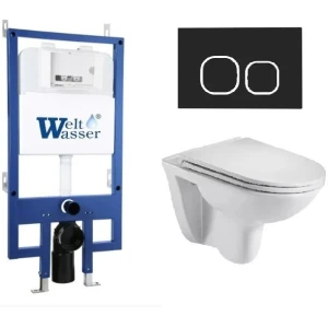 Комплект Weltwasser 10000010352 подвесной унитаз Baarbach 004 GL-WT + инсталляция Bamberg 545 + кнопка Bamberg BL