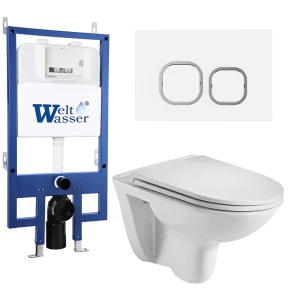 Комплект Weltwasser 10000010354 подвесной унитаз Baarbach 004 GL-WT + инсталляция Bamberg 545 + кнопка Bamberg WT