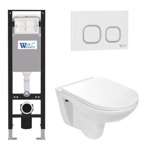 Комплект Weltwasser 10000012287 подвесной унитаз Baarbach 004 GL-WT + инсталляция Amberg 350 + кнопка Amberg RD-WT