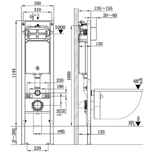 Инсталляция для унитаза WeltWasser Amberg 350 10000010260, без кнопки