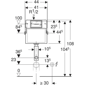 Скрытый бачок Geberit UP100 Delta 12 109.100.00.1