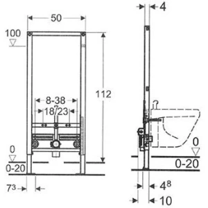 Инсталляция для биде Geberit Duofix h112 111.520.00.1