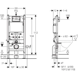 Инсталляция для унитаза Geberit Duofix UP100 111.153.00.1, без кнопки