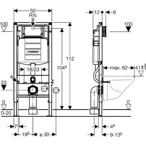 Инсталляция для унитаза Geberit Duofix Basic UP320 111.300.00.5, без кнопки