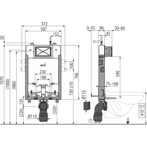 Инсталляция для унитаза Alcadrain Renovmodul Slim AM1115/1000