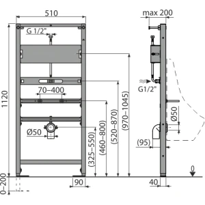 Инсталляция для писсуара Alcadrain A107S/1120