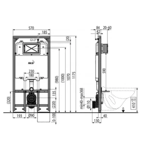 Инсталляция для унитаза Alcadrain AM1101/1200-001, без кнопки