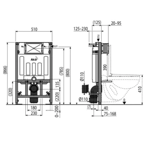Инсталляция для унитаза Alcadrain AM101/850W, без кнопки