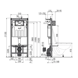 Инсталляция для унитаза Alcadrain ECOLOGY AM101/1120E, без кнопки