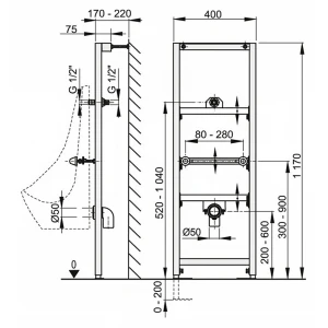 Инсталляция для писсуара Alcadrain A107/1200
