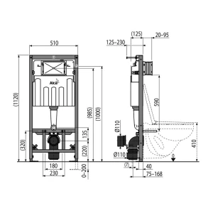 Инсталляция для унитаза Alcadrain AM101/1120W, без кнопки