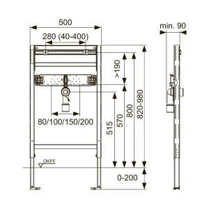 Инсталляция для раковины TECE 9310018 TECEprofil, 820—980 мм