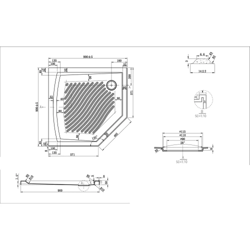 Поддон для душа Bravat P39B 90x90