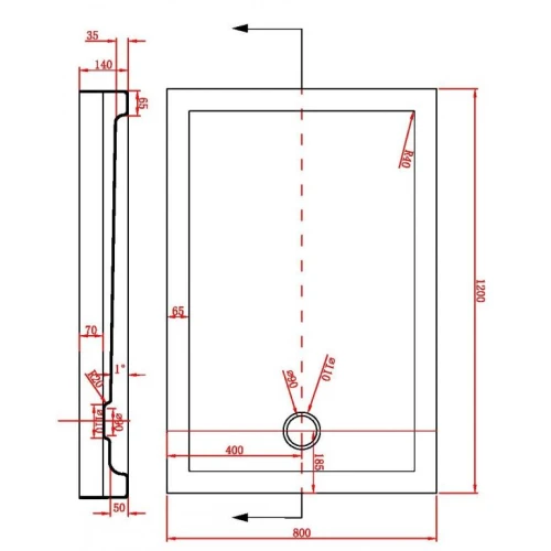 Поддон для душа Bravat Type-S1 P1812 120x80