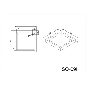 Поддон для душа Black&White SQ-09H 90x90