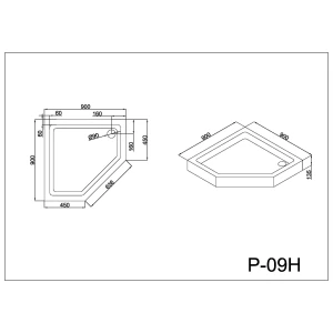 Поддон для душа Black&White P-09H 90x90