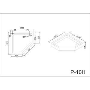 Поддон для душа Black&White P-10H 100x100