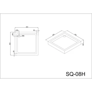 Поддон для душа Black&White SQ-08H 80x80