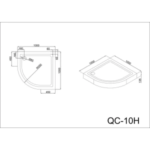 Поддон для душа Black&White QC-10H 100x100