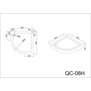 Поддон для душа Black&White QC-08H 80x80