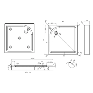 Поддон для душа Azario 90x90 квадрат