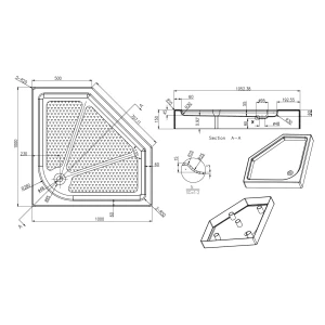Поддон для душа Azario 100x100 пятиугольный