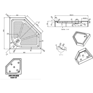 Поддон для душа Azario 90x90 пятиугольный