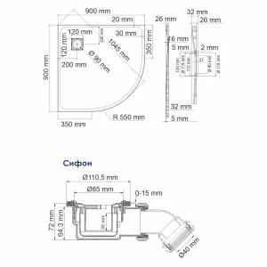 Поддон для душа Wasserkraft Elbe 74T01 90x90